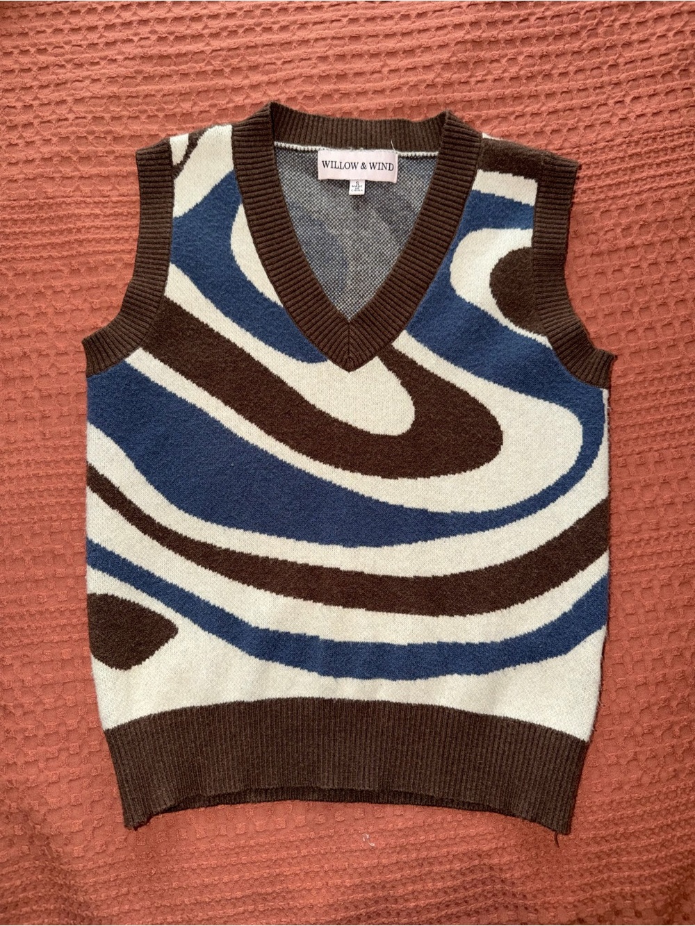 Blue Brown Cream Knit Vest